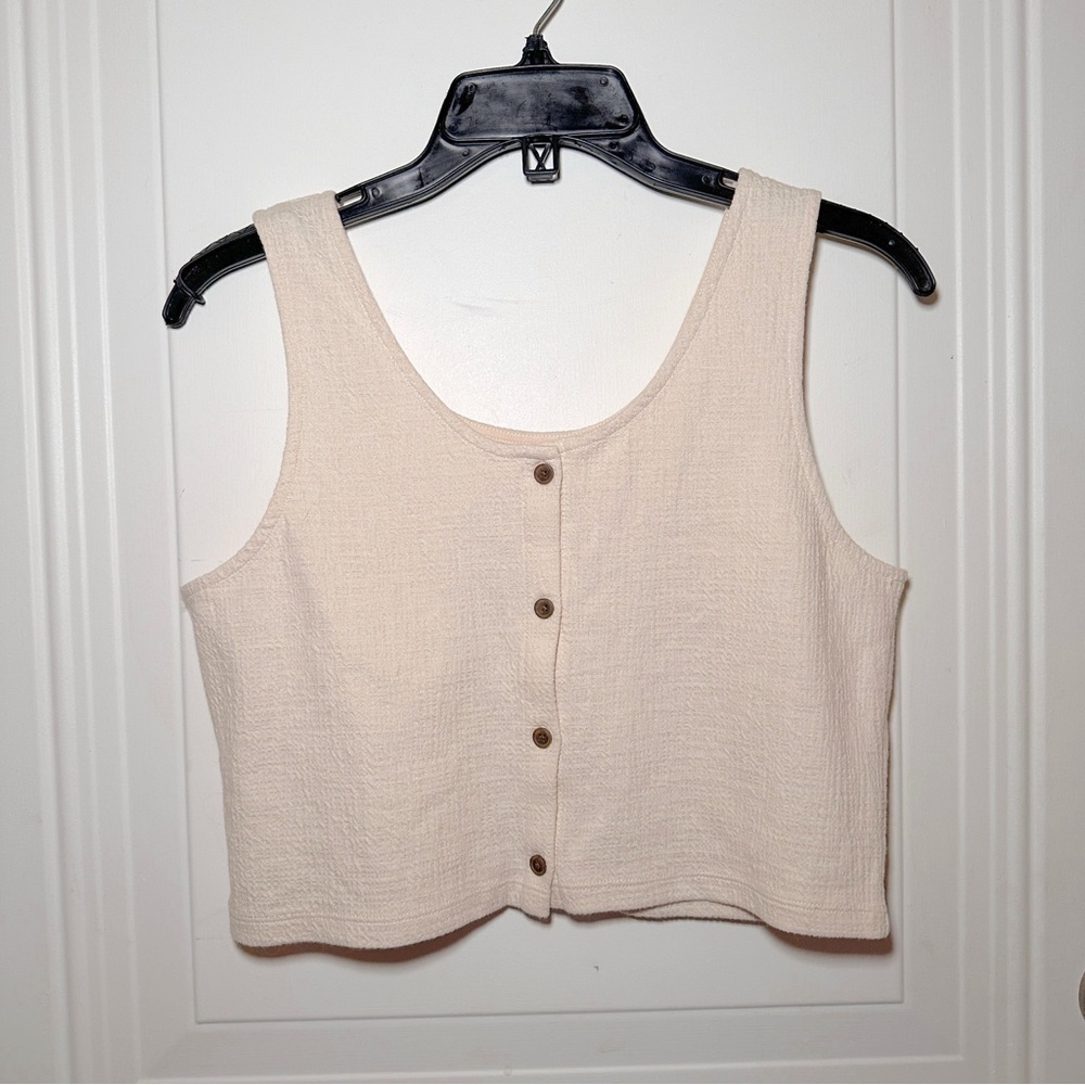NWT Oak + Fort‎ Cream Button-Down Women's Tank XS